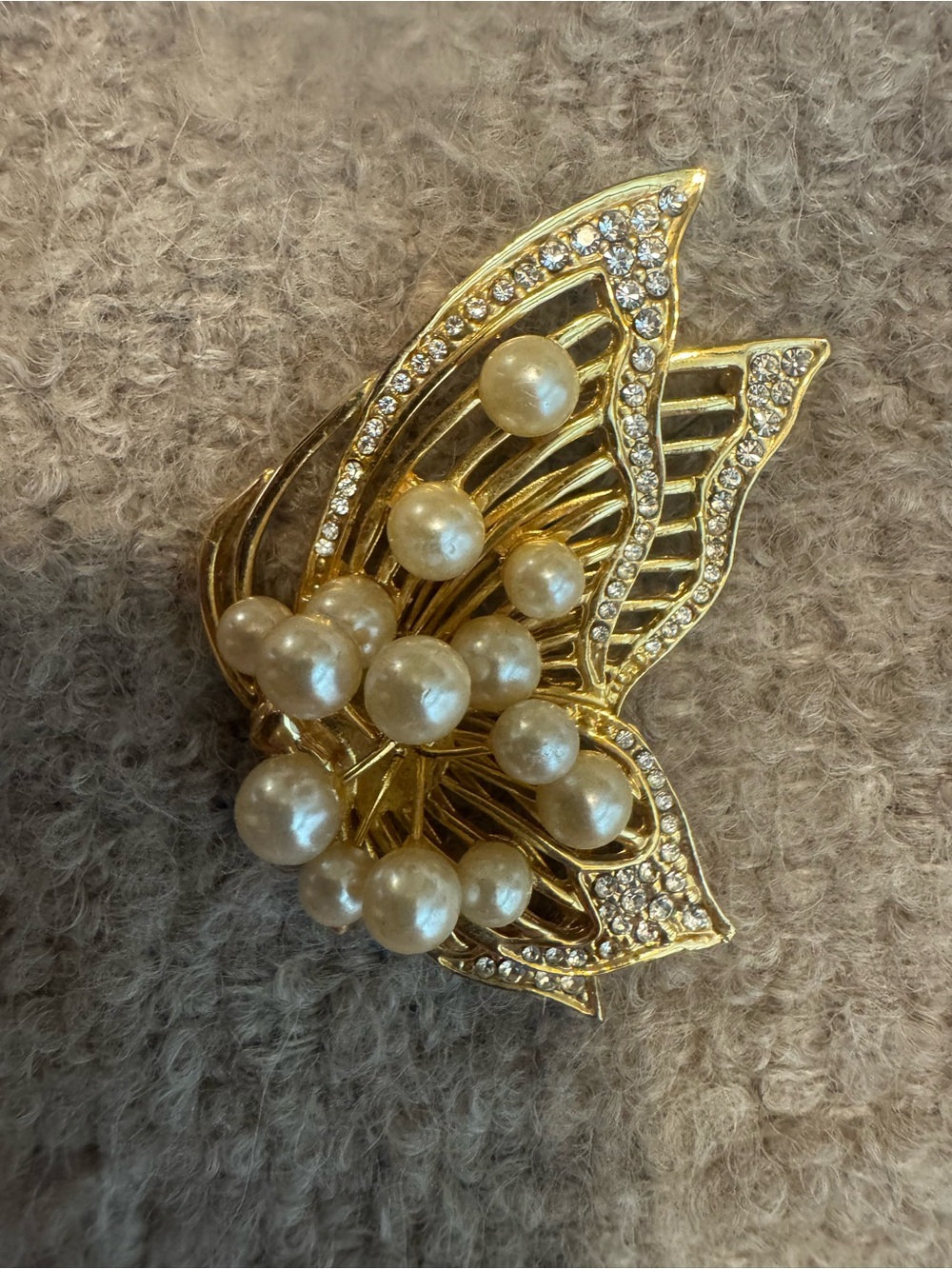 Gold-Tone Pearl & Crystal Leaf Brooch - Women Jewelry